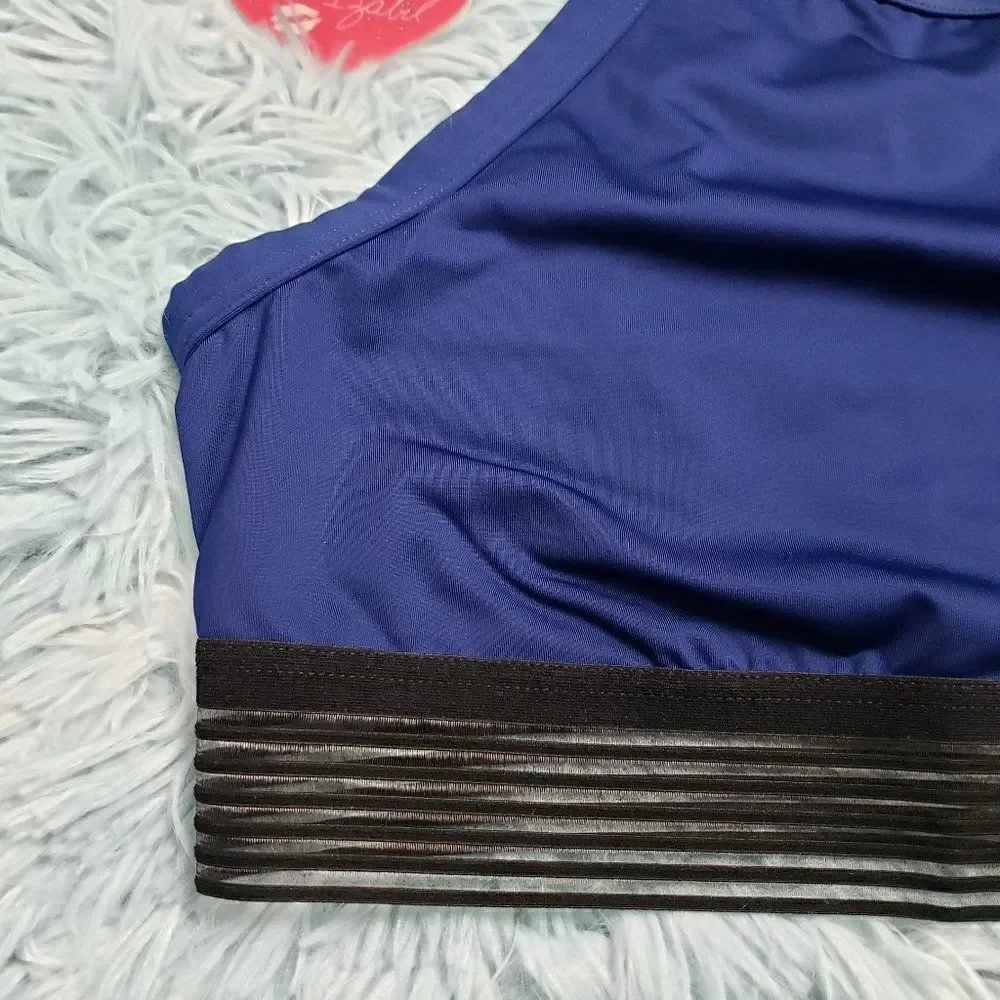 VS Highneck Striped Dark Blue Sport Bralette M